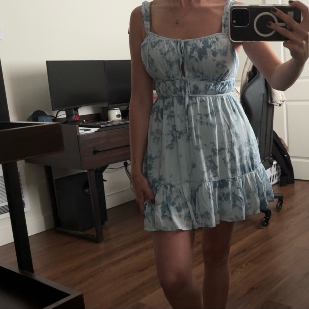 American Eagle Outfitters Blue Tie-Dye Mini Dress